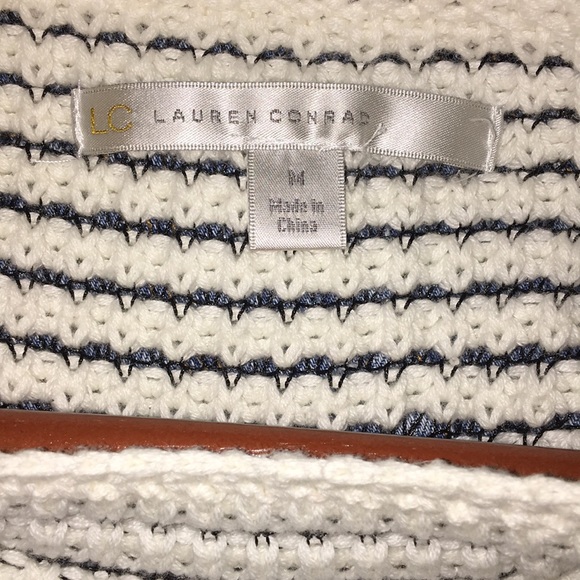 White & Black Striped 3/4 Sleeve Sweater - Picture 3 of 4